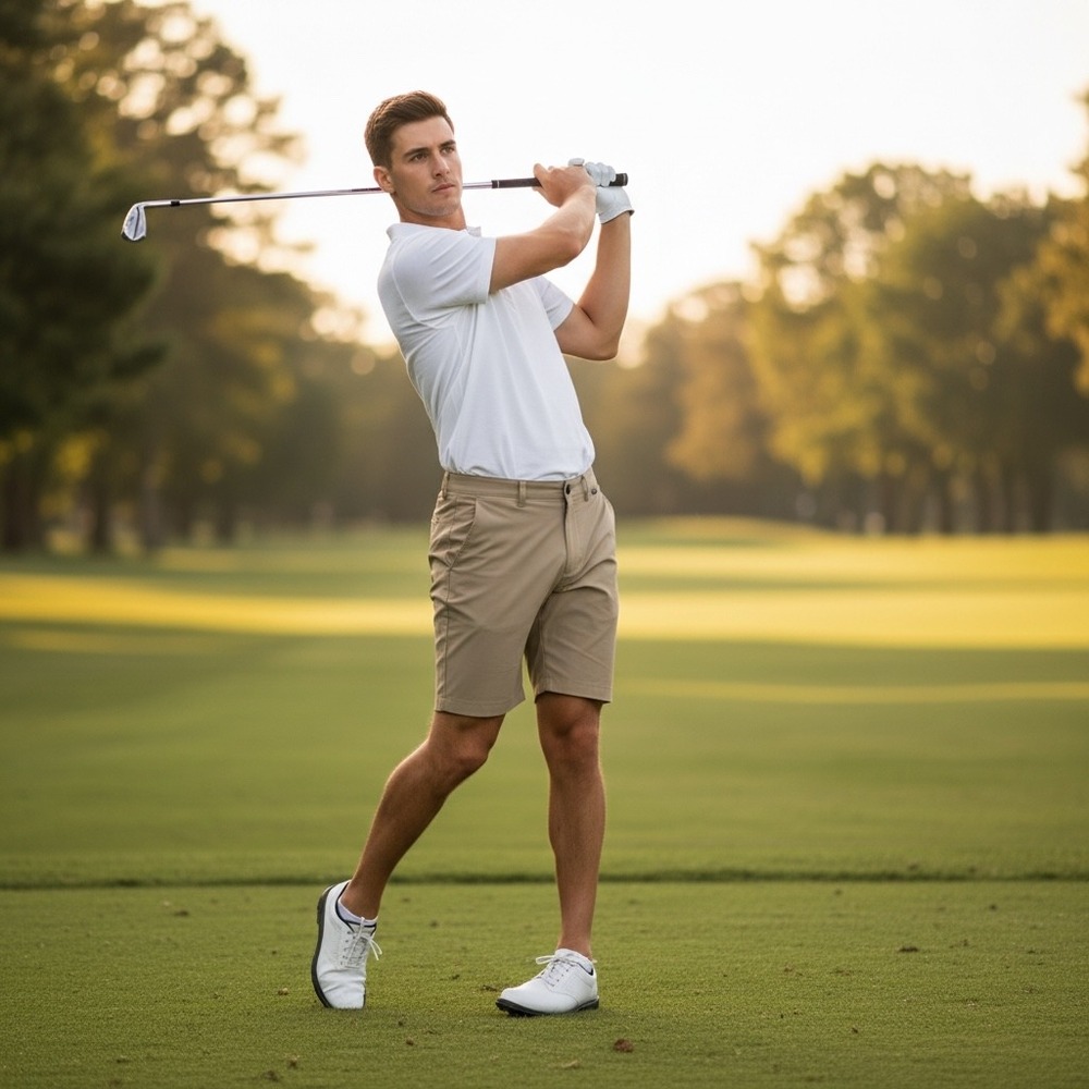 Travis Mathew Mens Golf Shorts Tan Khaki Size 30 Performance Stretch 9 Inch‎ IS